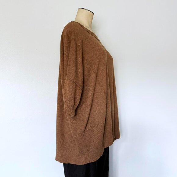 sz SMALL Free People WFH sweater tee shirt mushroom brown t-shirt oversized S - Picture 4 of 9